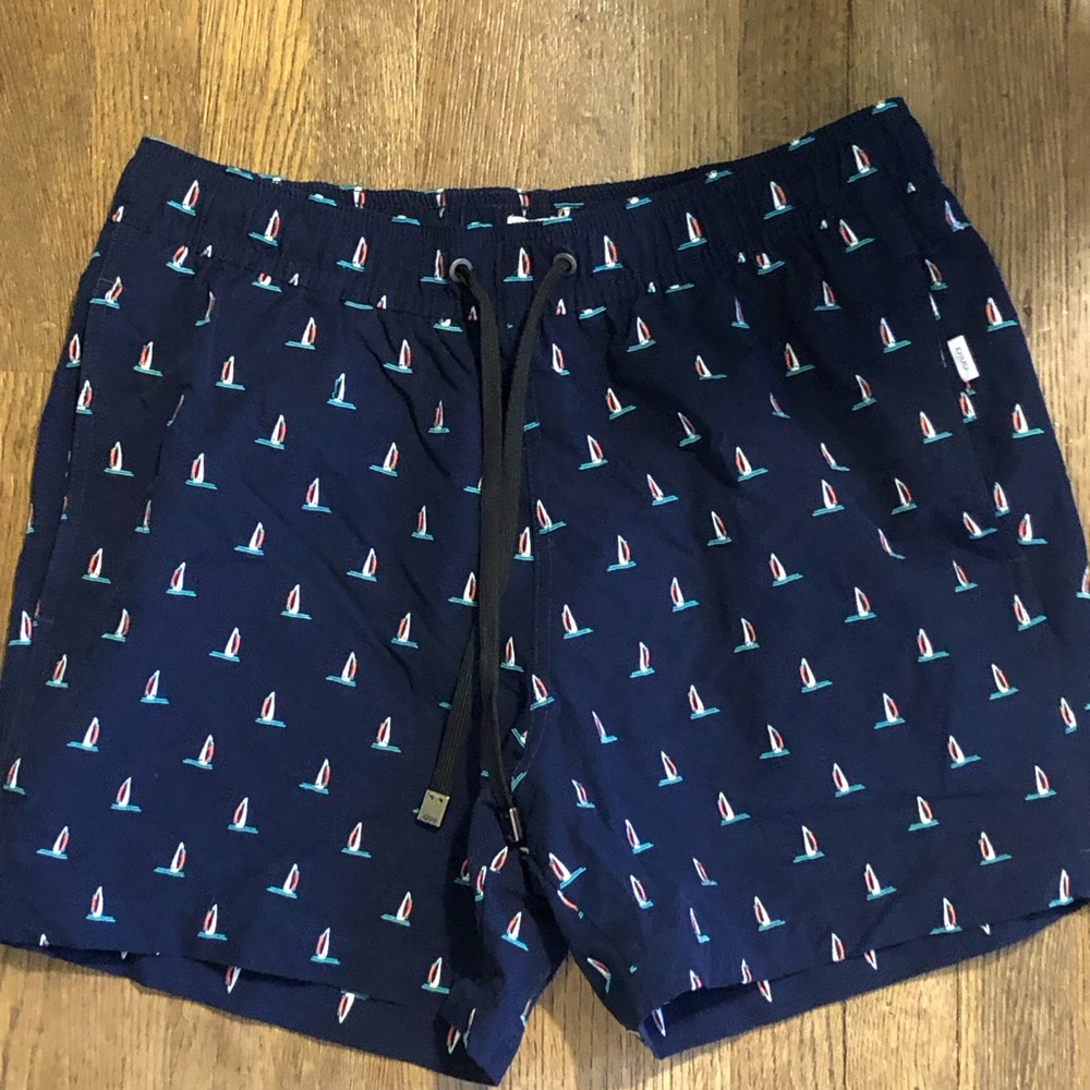 Onia Men’s Charles 5" Embroidered Sailboat Swim Trunks Size M - Picture 3 of 13
